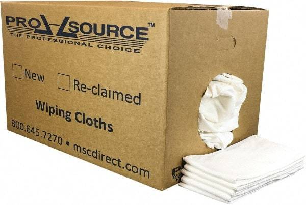 PRO-SOURCE - 12 Inch Long x 20 Inch Wide Virgin Cotton Diaper Rags - White, Lint Free, 25 Lbs. at 2 to 4 per Pound, Box - Americas Industrial Supply