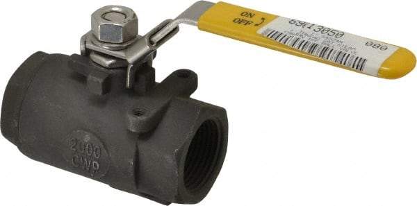 Sharpe Valves - 1" Pipe, Standard Port, Carbon Steel Steam Service Ball Valve - 1 Piece, Inline - One Way Flow, FNPT x FNPT Ends, Locking Lever Handle, 2,000 WOG, 250 WSP - Americas Industrial Supply
