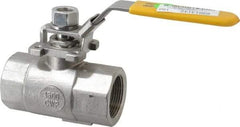 Sharpe Valves - 1-1/4" Pipe, Standard Port, Stainless Steel Steam Service Ball Valve - 1 Piece, Inline - One Way Flow, FNPT x FNPT Ends, Locking Lever Handle, 1,500 WOG, 250 WSP - Americas Industrial Supply