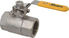 Sharpe Valves - 1-1/2" Pipe, Standard Port, Stainless Steel Steam Service Ball Valve - 1 Piece, Inline - One Way Flow, FNPT x FNPT Ends, Locking Lever Handle, 1,500 WOG, 250 WSP - Americas Industrial Supply