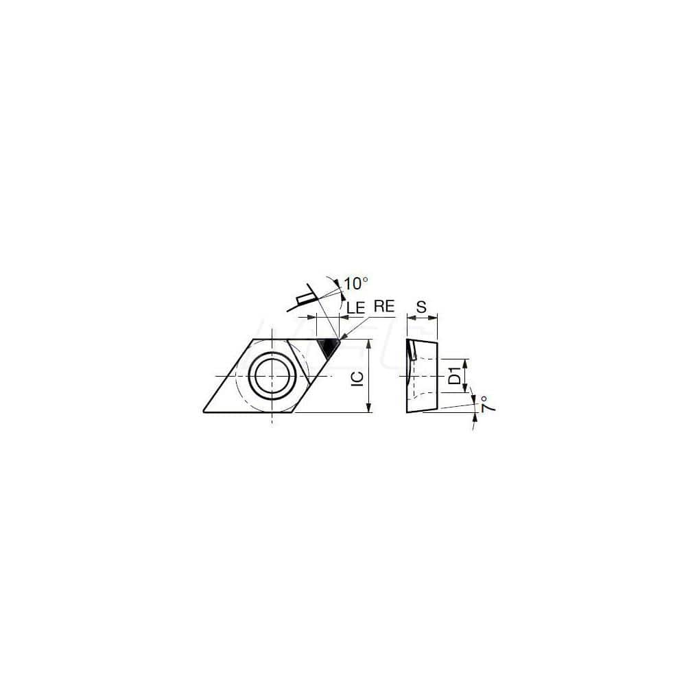 Turning Insert: DCMT32.50.5DIA DX120, Polycrystalline Diamond Uncoated Finish, Neutral, 3/8″ Inscribed Circle, 0.0080″ Corner Radius, 55.0 ° N/A Diamond, Series DCMT