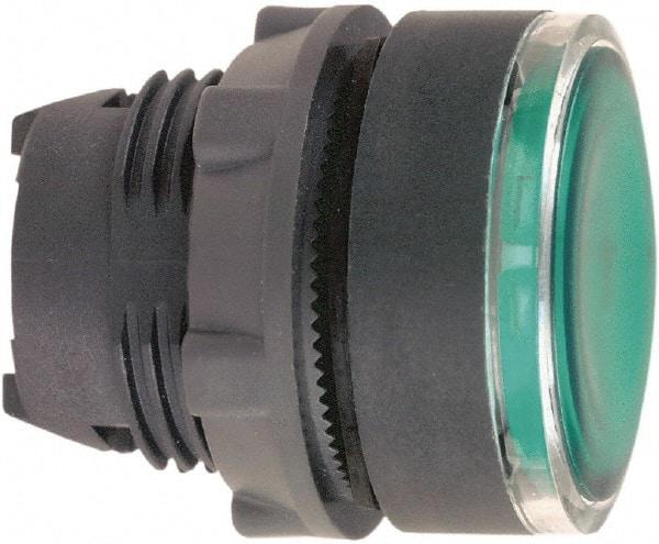 Schneider Electric - 22mm Mount Hole, Flush, Pushbutton Switch Only - Round, Green Pushbutton, Illuminated, Maintained (MA) - Americas Industrial Supply