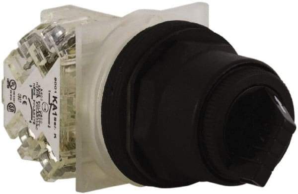 Schneider Electric - 30mm Mount Hole, 2 Position, Knob and Pushbutton Operated, Selector Switch - Black, Maintained (MA), Anticorrosive, Weatherproof, Dust and Oil Resistant - Americas Industrial Supply