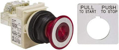 Schneider Electric - 30mm Mount Hole, Extended Straight, Pushbutton Switch with Contact Block - Red Pushbutton, Maintained (MA) - Americas Industrial Supply