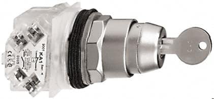 Schneider Electric - 30mm Mount Hole, 3 Position, Key Operated, Selector Switch Only - Maintained (MA), without Contact Blocks, Shock and Vibration Resistant - Americas Industrial Supply