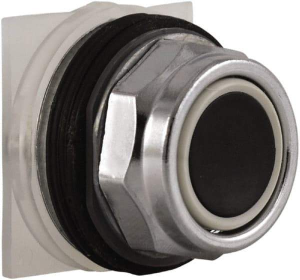 Schneider Electric - 30mm Mount Hole, Extended Straight, Pushbutton Switch Only - Round, Black Pushbutton, Momentary (MO), Weatherproof, Dust and Oil Resistant - Americas Industrial Supply