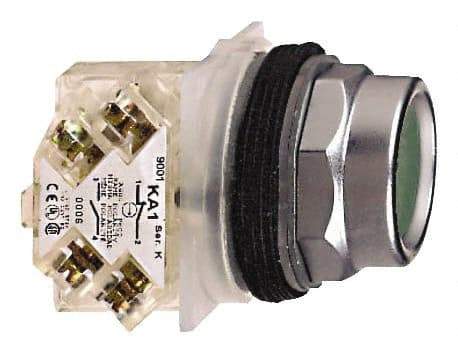 Schneider Electric - 30mm Mount Hole, Recessed, Pushbutton Switch with Contact Block - Octagon, Green Pushbutton, Momentary (MO) - Americas Industrial Supply