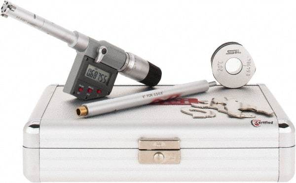SPI - 0.5" to 0.65", IP65, Carbide Face Chrome Plated Finish, Electronic Inside Micrometer - 0.00005" Resolution, 0.00016" Accuracy, 80" Gage Depth - Americas Industrial Supply