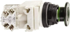 Schneider Electric - 30mm Mount Hole, Extended Straight, Pushbutton Switch with Contact Block - Green Pushbutton, Maintained (MA) - Americas Industrial Supply