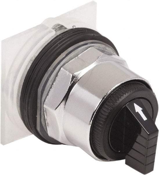 Schneider Electric - 1.18 Inch Mount Hole, 3 Position, Knob and Pushbutton Operated, Selector Switch Only - Black, Maintained (MA), without Contact Blocks, Weatherproof and Dust and Oil Resistant - Americas Industrial Supply