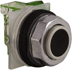 Schneider Electric - 30mm Mount Hole, Extended Straight, Pushbutton Switch with Contact Block - Black Pushbutton, Momentary (MO) - Americas Industrial Supply
