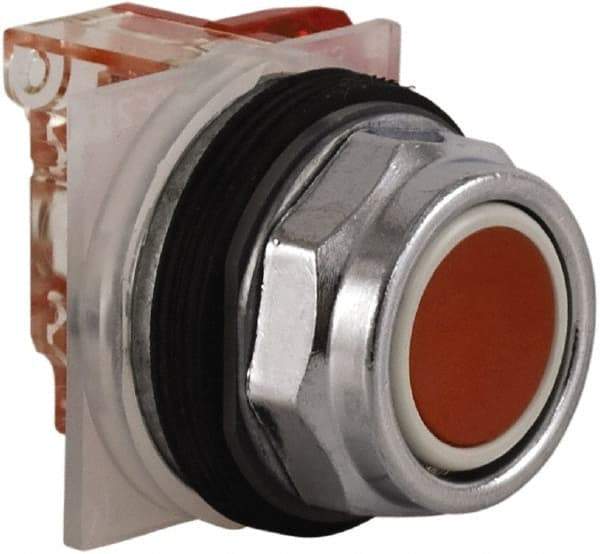 Schneider Electric - 30mm Mount Hole, Extended Straight, Pushbutton Switch with Contact Block - Red Pushbutton, Momentary (MO) - Americas Industrial Supply