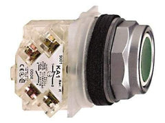 Schneider Electric - 30mm Mount Hole, Flush, Pushbutton Switch with Contact Block - Octagon, Green Pushbutton, Momentary (MO) - Americas Industrial Supply