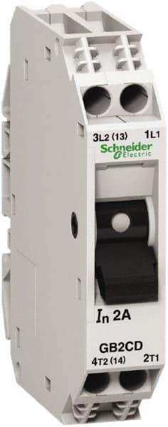 Schneider Electric - 1 Amp, 1 Pole, Backplate, Clip, DIN Rail Mount Circuit Protector - Thermal Magnetic Trip, Multiple Breaking Capacity Ratings, 67mm Deep x 74mm High x 15mm Wide - Americas Industrial Supply