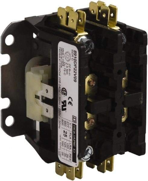 Square D - 1 Pole, 25 Amp Inductive Load, 24 Coil VAC at 50/60 Hz, Definite Purpose Contactor - Phase 1 Hp: 2 at 115 VAC, 3 at 230 VAC, 35 Amp Resistive Rating, CE, CSA, UL Listed - Americas Industrial Supply
