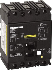 Square D - 80 Amp, 250 VDC, 600 VAC, 3 Pole, Panel Mount Molded Case Circuit Breaker - Thermal Magnetic Trip, 14 kA at 600 VAC Breaking Capacity, 12-1/0 (Aluminum), 14-1/0 (Copper) AWG, 4.13 Inch Deep x 6 Inch High x 4-1/2 Inch Long - Americas Industrial Supply