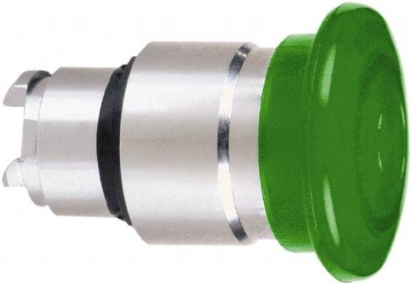 Schneider Electric - 22mm Mount Hole, Extended Mushroom Head, Pushbutton Switch Only - Round, Green Pushbutton, Nonilluminated, Maintained (MA) - Americas Industrial Supply