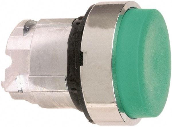 Schneider Electric - 22mm Mount Hole, Extended Straight, Pushbutton Switch Only - Round, Green Pushbutton, Nonilluminated, Momentary (MO) - Americas Industrial Supply
