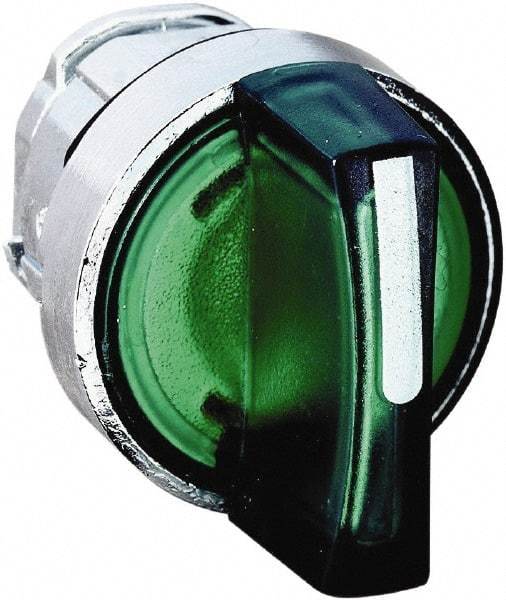 Schneider Electric - 22mm Mount Hole, 3 Position, Handle Operated, Selector Switch - Green, Momentary (MO), Illuminated, Shock, Vibration and Water Resistant - Americas Industrial Supply
