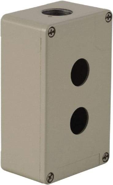 Schneider Electric - 2 Hole, 1.58 Inch Hole Diameter, Zinc Alloy Pushbutton Switch Enclosure - 5.12 Inch High x 3.15 Inch Wide x 2.03 Inch Deep, 4, 13 NEMA Rated - Americas Industrial Supply
