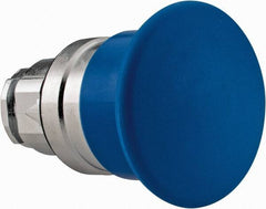 Schneider Electric - 22mm Mount Hole, Extended Mushroom Head, Pushbutton Switch Only - Round, Blue Pushbutton, Nonilluminated, Momentary (MO) - Americas Industrial Supply