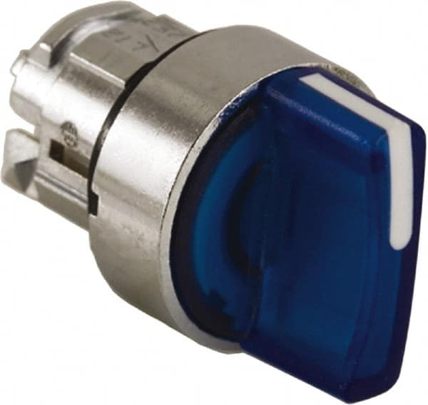 Schneider Electric - 22mm Mount Hole, 3 Position, Handle Operated, Selector Switch - Blue, Maintained (MA), Illuminated, Shock, Vibration and Water Resistant - Americas Industrial Supply