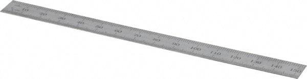 SPI - 6" Long, 1/64, 1/32" and 0.5, 1mm Graduation, Flexible Steel Rule - English/Metric Graduation Style, 1/2" Wide, Silver, Satin Chrome Finish - Americas Industrial Supply