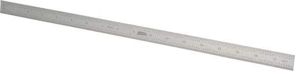 SPI - 18" Long, 1/64, 1/32" and 0.5, 1mm Graduation, Flexible Steel Rule - English/Metric Graduation Style, 3/4" Wide, Silver, Satin Chrome Finish - Americas Industrial Supply
