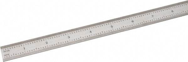SPI - 24" Long, 1/100, 1/64, 1/50, 1/32" Graduation, Flexible Steel Rule - 16R Graduation Style, 3/4" Wide, Silver, Satin Chrome Finish - Americas Industrial Supply