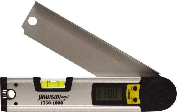 Johnson Level & Tool - 225° Measuring Range, Digital Protractor - 0.01° Resolution, 10 Inch Long Blade, Accuracy Up to 0.03°, CR2032 Lithium Battery Not Included - Americas Industrial Supply