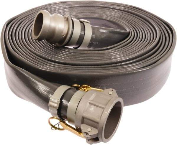 Continental ContiTech - 3" ID x 3.27 OD, 50 Working psi, Gray Pliovic Hose, Lays Flat - 50' Long, -10 to 150°F - Americas Industrial Supply
