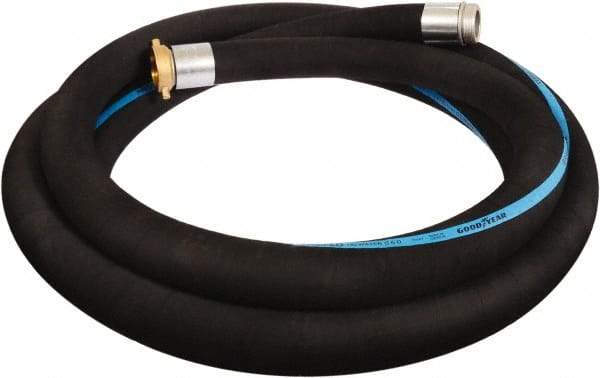 Alliance Hose & Rubber - 1-1/2" ID x 1.87 OD, 150 Working psi, Black Synthetic Rubber Water & Discharge Hose - Male x Female NPSH Ends, 20' Long, -25 to 200°F - Americas Industrial Supply
