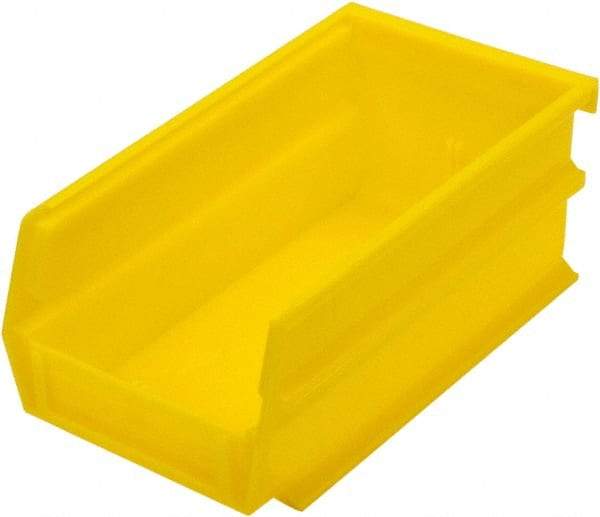 Triton - 7-3/8" Deep, Yellow Polypropylene Hopper Stacking Bin - 3" High x 4-1/8" Wide x 7-3/8" Long - Americas Industrial Supply