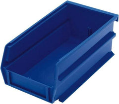 Triton - 7-3/8" Deep, Blue Polypropylene Hopper Stacking Bin - 3" High x 4-1/8" Wide x 7-3/8" Long - Americas Industrial Supply