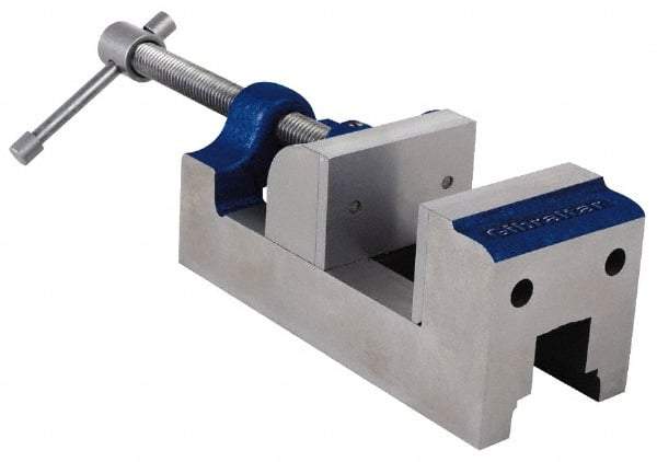 Gibraltar - 1-5/8" Jaw Opening Capacity x 1" Throat Depth, Horizontal Drill Press Vise - 1-1/2" Wide Jaw, Stationary Base, Standard Speed, 5" OAL, Cast Iron - Americas Industrial Supply