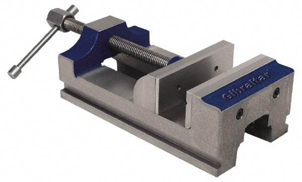 Gibraltar - 6" Jaw Opening Capacity x 2" Throat Depth, Horizontal Drill Press Vise - 6" Wide Jaw, Stationary Base, Standard Speed, 14" OAL, Cast Iron - Americas Industrial Supply