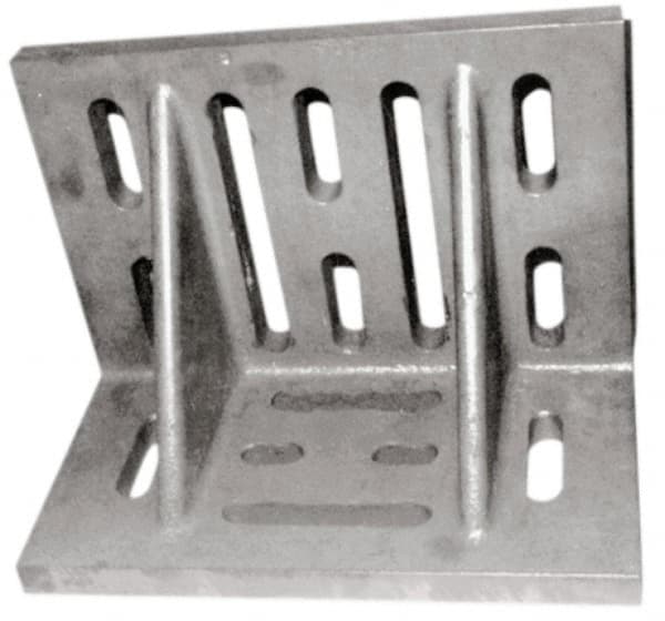 Suburban Tool - 16" Wide x 9" Deep x 12" High Cast Iron Machined Angle Plate - Slotted Plate, Through-Slots on Surface, Double Web, 1-1/8" Thick, Single Plate - Americas Industrial Supply