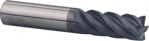 Accupro - 1/2", 5 Flute, Single End, Solid Carbide, 0.03" Corner Radius End Mill - 4" OAL, 40° Helix, Right Hand Flute, 2" LOC, Right Hand Cut - Americas Industrial Supply
