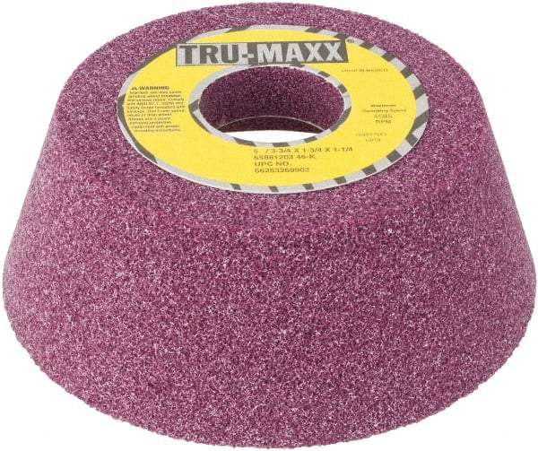 Tru-Maxx - 5" Diam x 1-1/4" Hole x 1-3/4" Thick, K Hardness, 46 Grit Surface Grinding Wheel - Aluminum Oxide, Type 11, Coarse Grade, Vitrified Bond, No Recess - Americas Industrial Supply