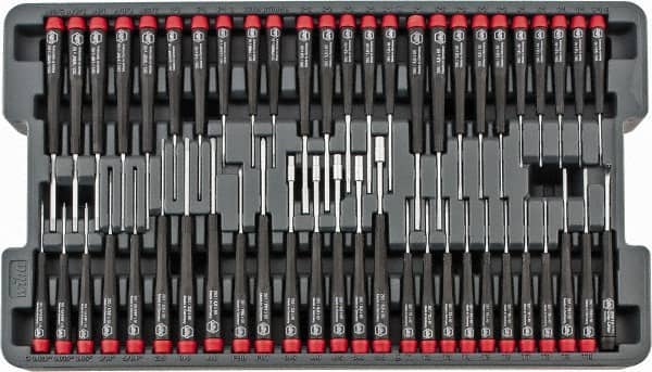 Wiha - 51 Piece Hex, Nut Driver, Phillips, Slotted & Torx Screwdriver Set - Bit Sizes: Hex SAE 0.028, 0.035, 0.05, 1/16, 5/64, 3/32, 7/64, 1/8, 9/64 & 5/32, Philips #000 to #1, Torx T1, T2, T3, T4, T5, T6, T7, T8, T9 & T10 - Americas Industrial Supply