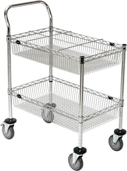 Value Collection - 300 Lb Capacity, 18" Wide x 30" Long x 40" High Wire Cart - 2 Shelf, Steel, 2 Rigid/2 Swivel Casters - Americas Industrial Supply