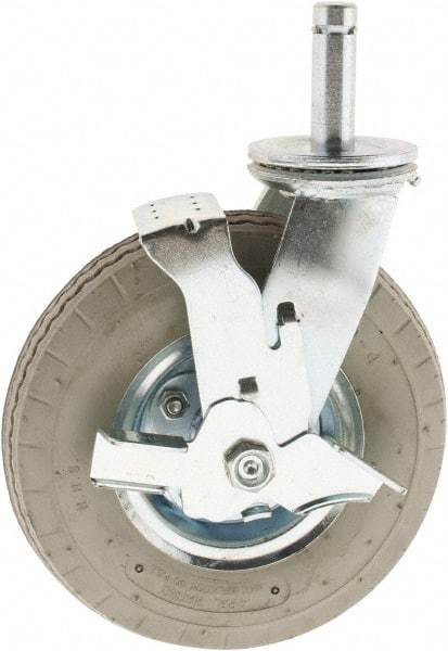 Value Collection - 8" Diam x 3-1/2" Wide, Rubber Swivel with Brake Caster - 300 Lb Capacity, Plain Stem Mount - Americas Industrial Supply