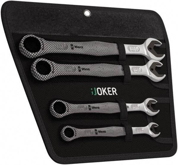 Wera - 4 Piece, 10mm to 19mm, 12 Point Combination Wrench Set - Metric Measurement Standard, Satin Finish, Comes in Cordura Nylon Roll - Americas Industrial Supply