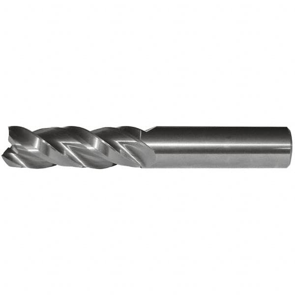 Kennametal - 5/8", 1-5/8" LOC, 5/8" Shank Diam, 3-1/2" OAL, 3 Flute, Solid Carbide Square End Mill - Single End, Uncoated, Spiral Flute, 38° Helix, Centercutting, Right Hand Cut, Right Hand Flute - Americas Industrial Supply