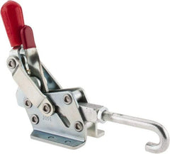 De-Sta-Co - 1,507 Lb Capacity, Horizontal, J Hook, Flanged Base, Carbon Steel Pull Action Latch Clamp - 3/4" Drawing Movement, 8.98" OAL, Straight Handle - Americas Industrial Supply