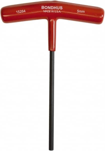 Bondhus - 5mm Hex, T-Handle Cushion Grip, Hex Key - 152mm OAL, Protanium High Torque Steel, Metric System of Measurement - Americas Industrial Supply