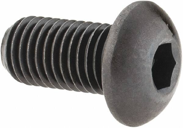 Made in USA - 5/16-24 UNF Hex Socket Drive, Button Screw - Alloy Steel, Black Oxide Finish, Fully Threaded, 5/8" Length Under Head - Americas Industrial Supply