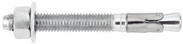 Powers Fasteners - 1/2" Diam, 1/2" Drill, 8-1/2" OAL, 1-5/8" Min Embedment Wedge Expansion Concrete Anchor - Stainless Steel (Clip)/Steel (Body), Zinc-Plated Finish, Hex Nut Head, Hex Drive, 6-7/8" Thread Length - Americas Industrial Supply
