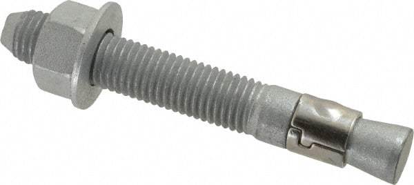 Powers Fasteners - 3/4" Diam, 3/4" Drill, 5-1/2" OAL, 1-5/8" Min Embedment Wedge Expansion Concrete Anchor - Steel, Galvanized Finish, Hex Nut Head, Hex Drive - Americas Industrial Supply