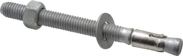 Powers Fasteners - 1/2" Diam, 1/2" Drill, 5-1/2" OAL, 3-3/8" Min Embedment Wedge Expansion Concrete Anchor - Steel, Galvanized Finish, Hex Nut Head, Hex Drive, 6-5/8" Thread Length - Americas Industrial Supply